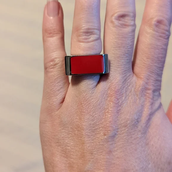 NWT YSL Red Color Block Ring, sz 6 - Picture 4 of 6